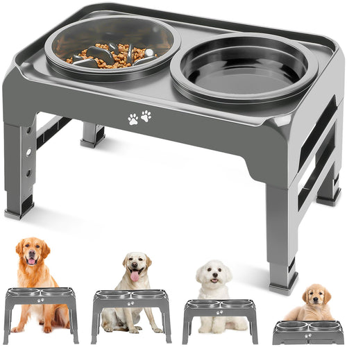 NovaPet Elevated Slow-Feeder Dog Bowls — Adjustable Height for Easier, Healthier Eating